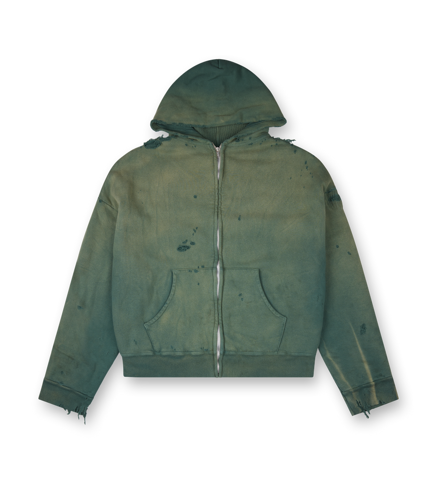 Double Face Zip Hoodie - Green
