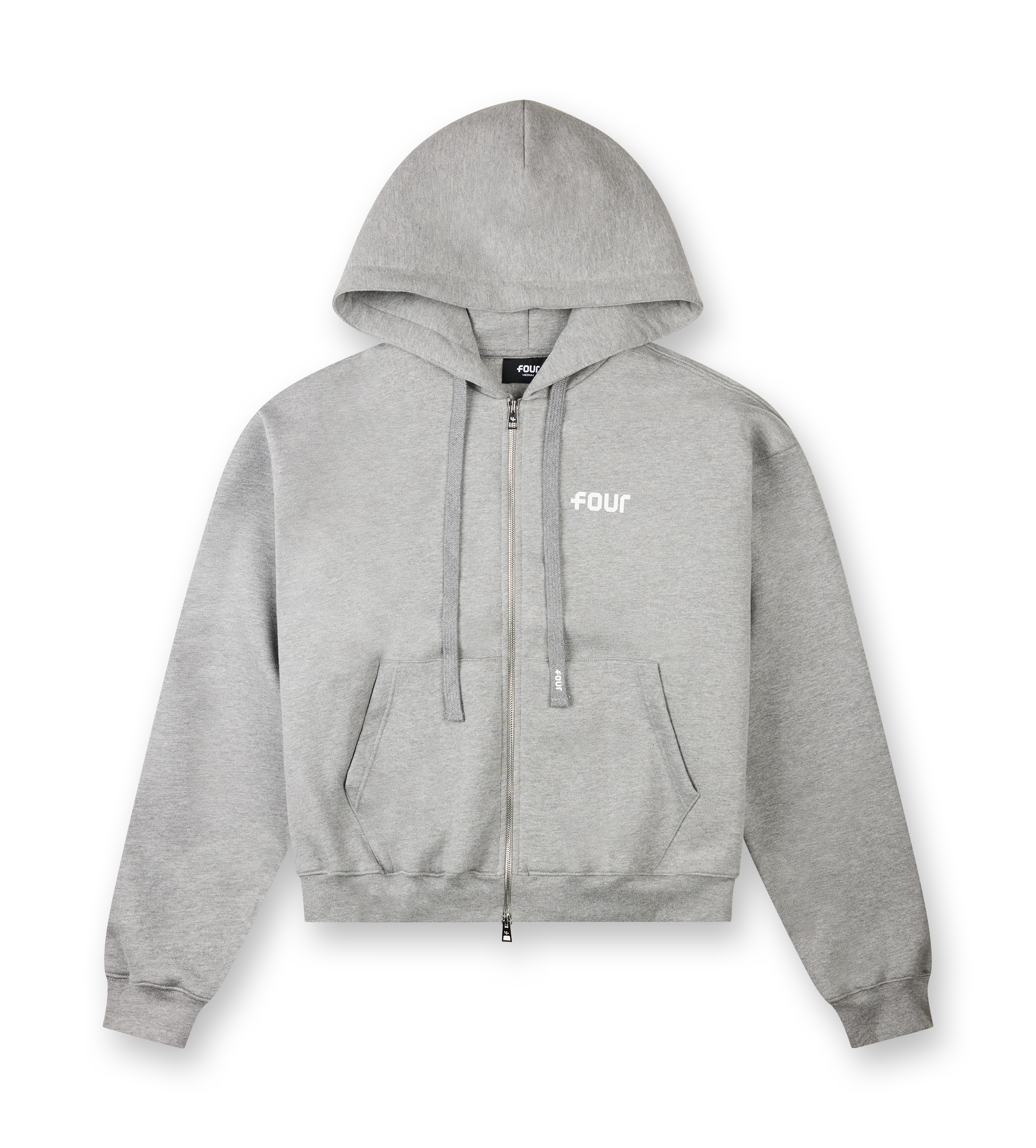 Logo Boxy Zip Up Hoodie Grey Melange