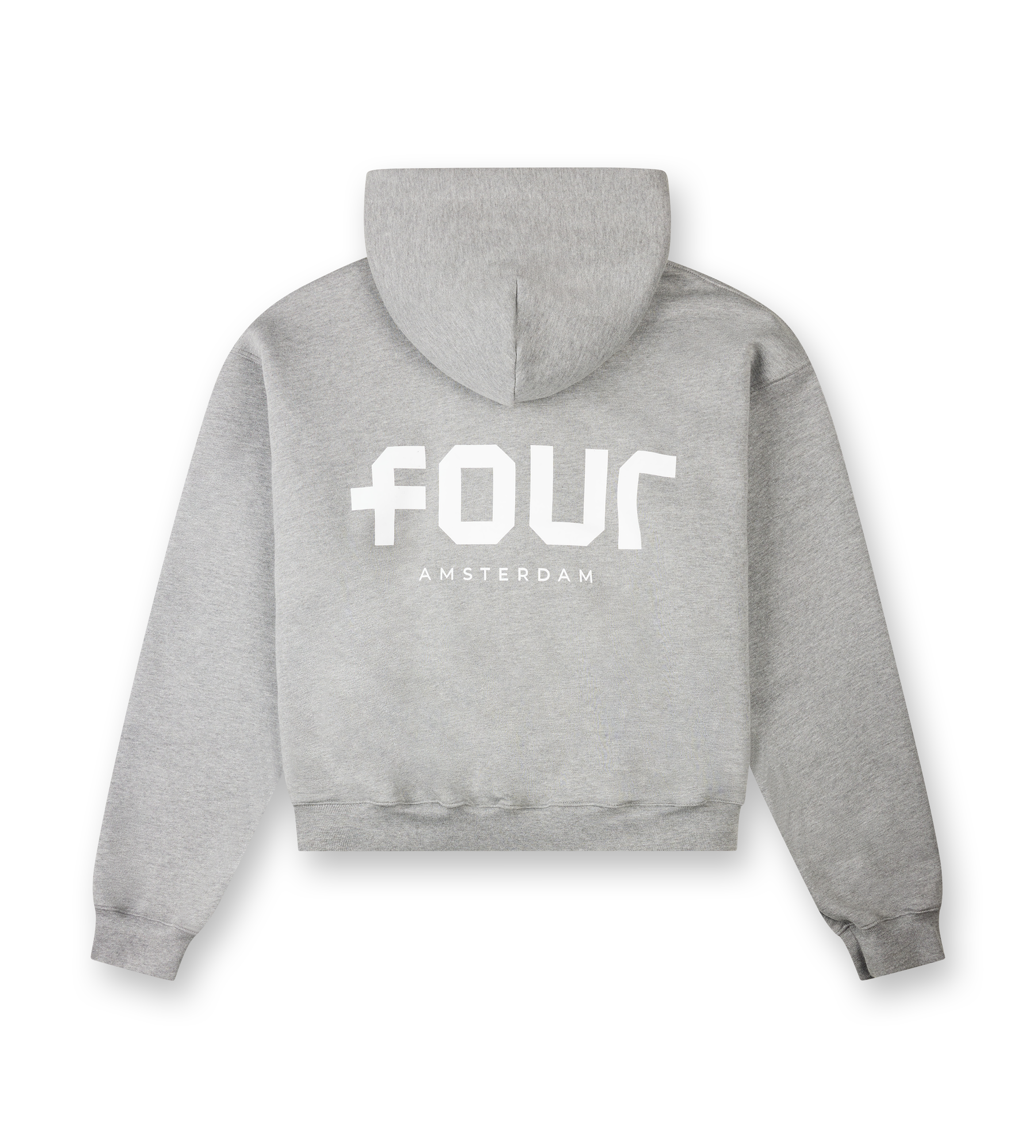 Logo Boxy Zip Up Hoodie Grey Melange