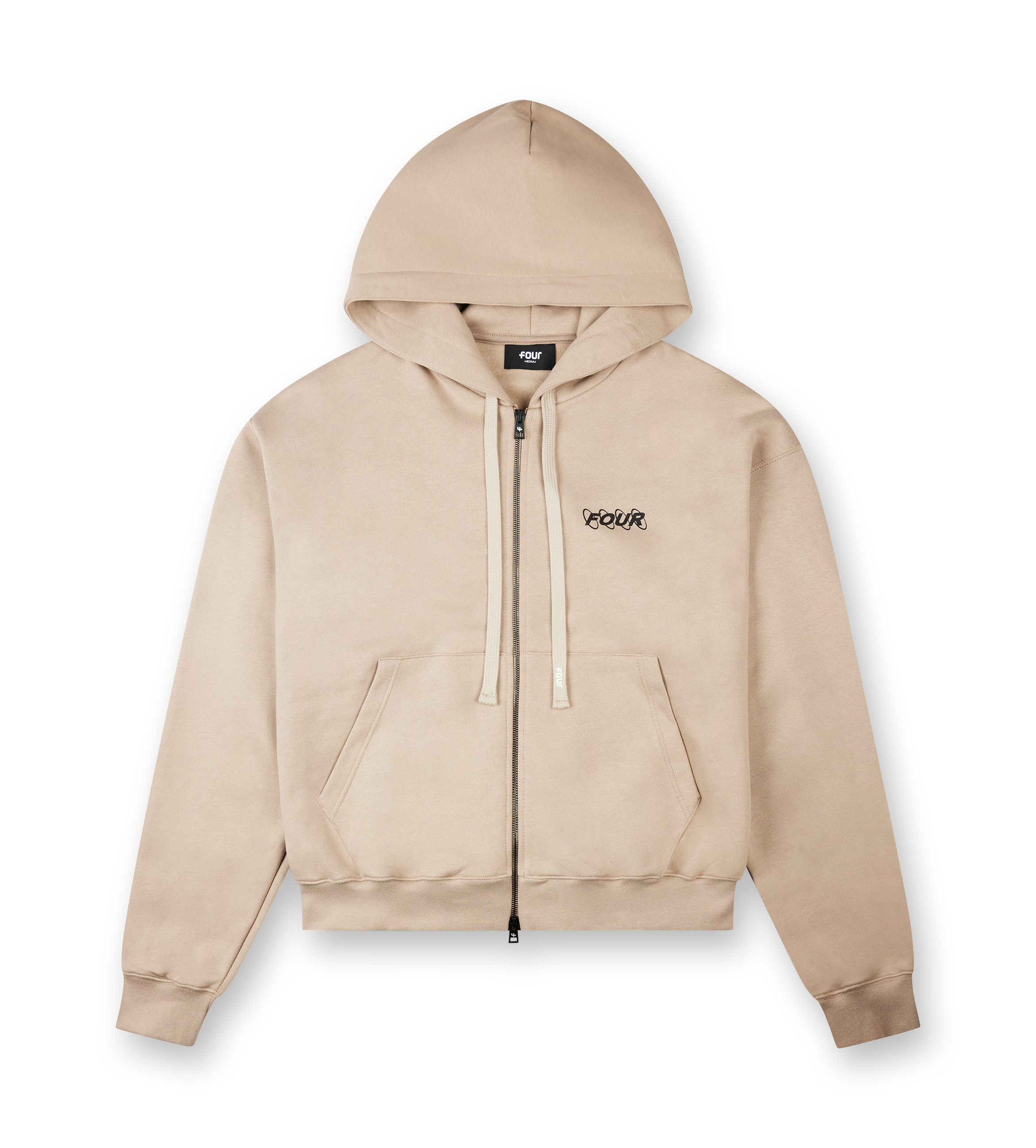 Circles Boxy Zip Up Hoodie Vintage Khaki