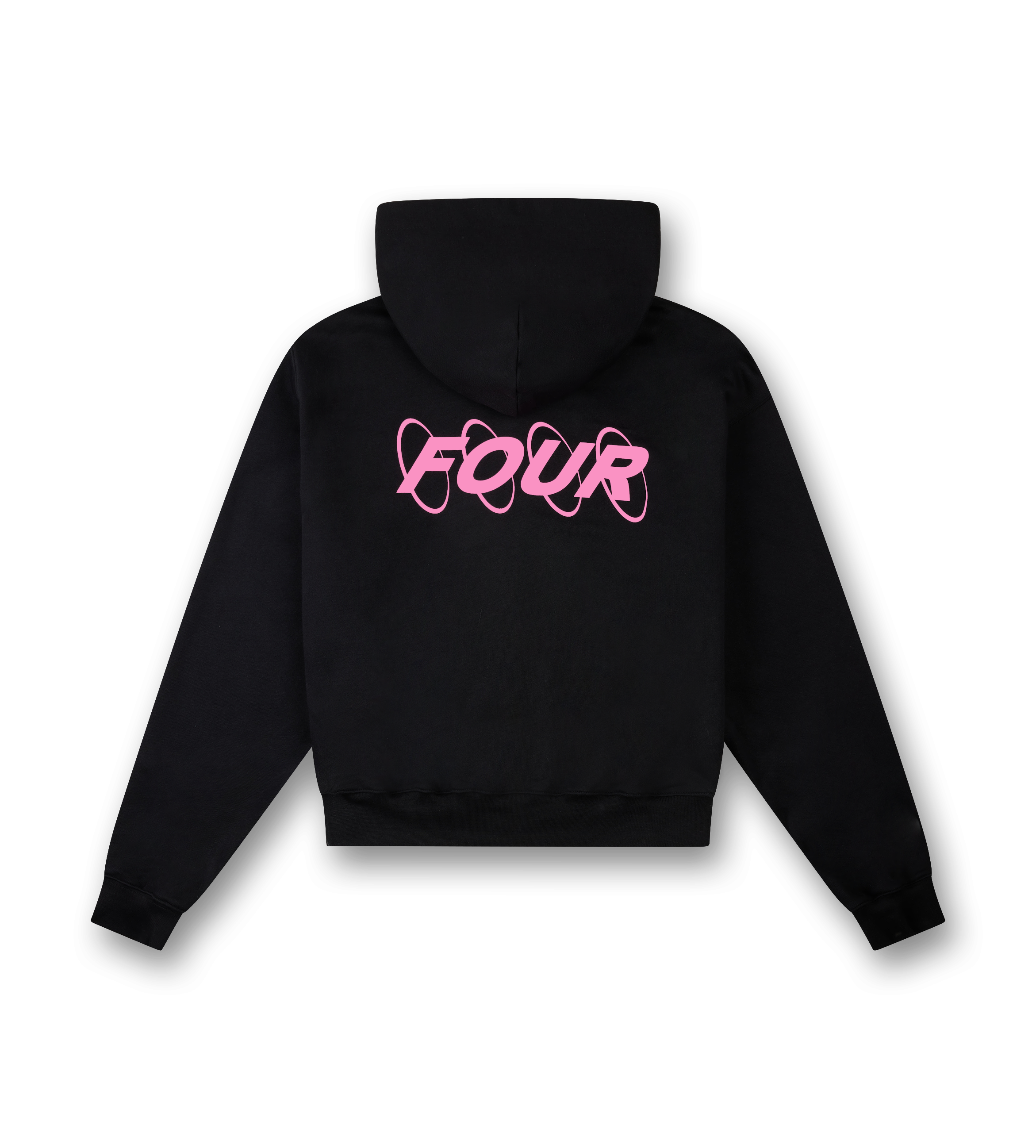 Circles Boxy Zip Up Hoodie Black/ Pink