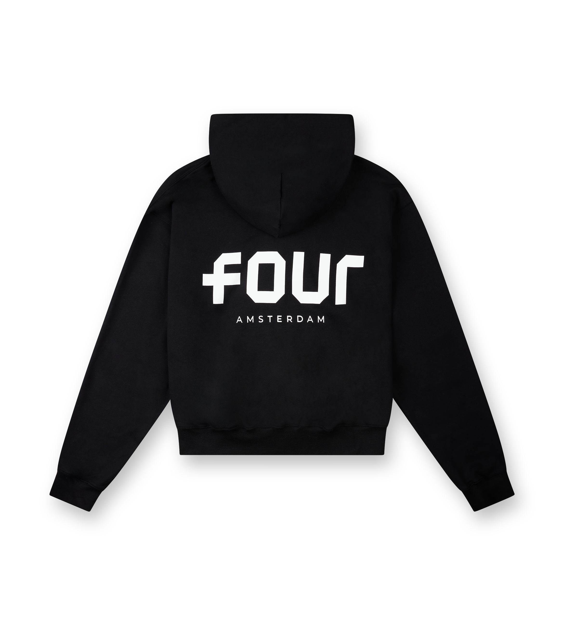 Logo Boxy Zip Up Hoodie Black