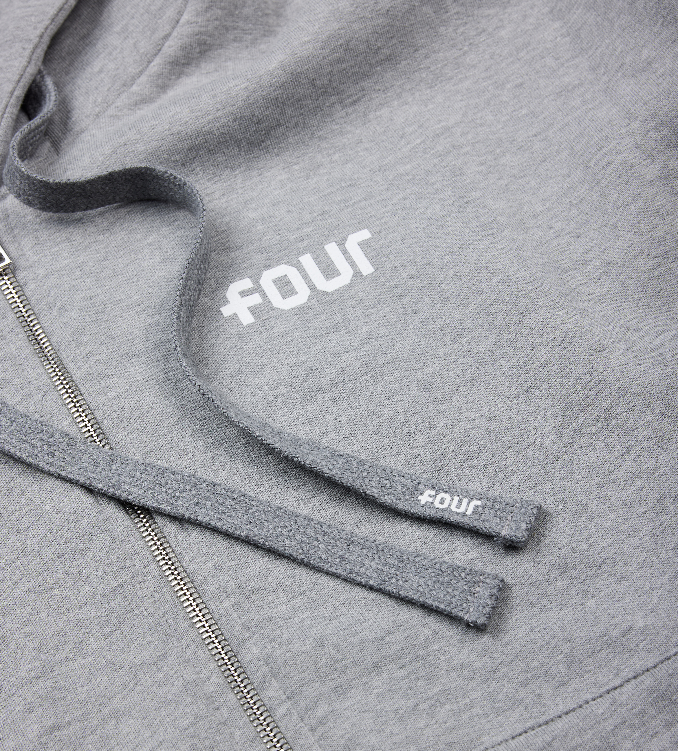 Logo Boxy Zip Up Hoodie Grey Melange