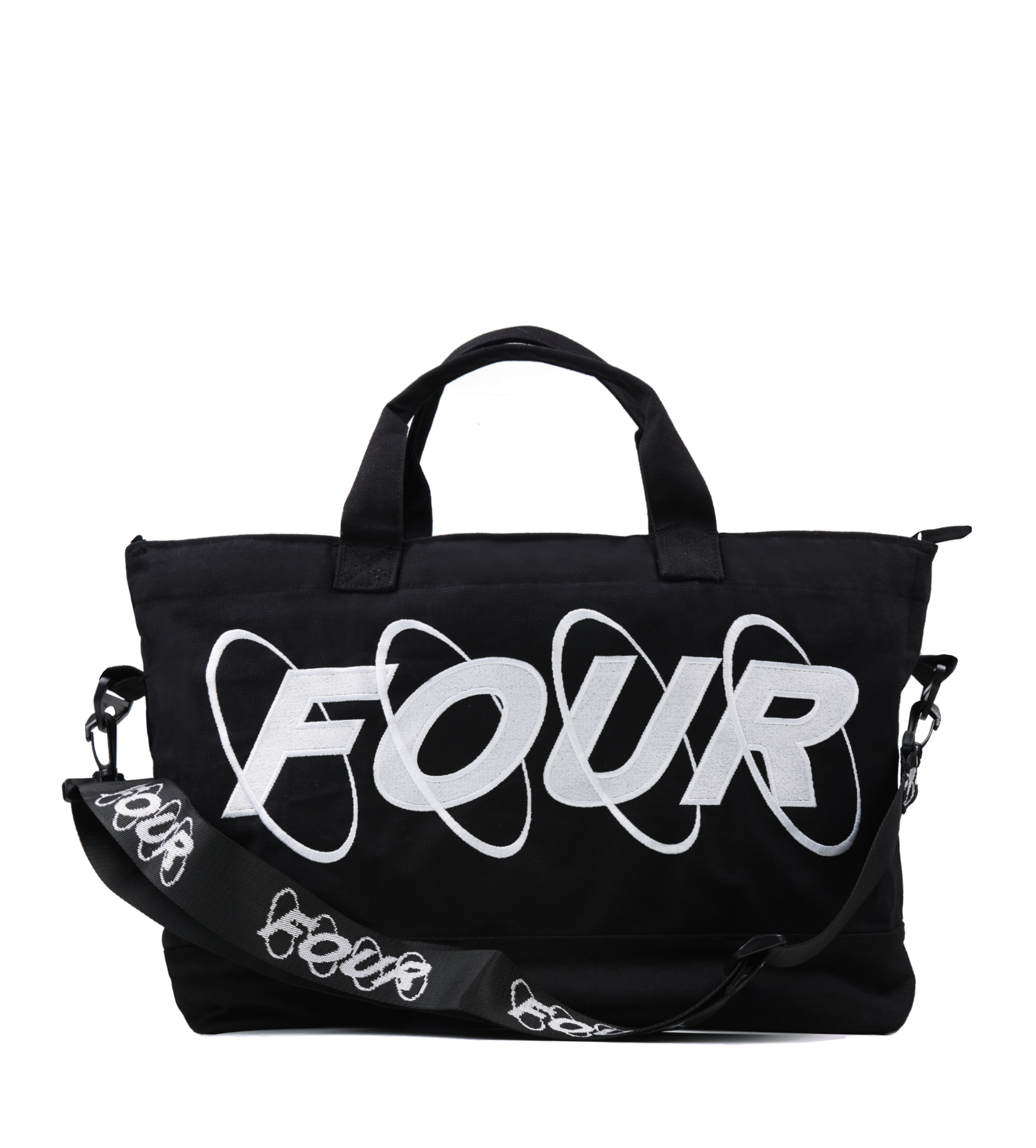 Circles Embroidery Shopper White