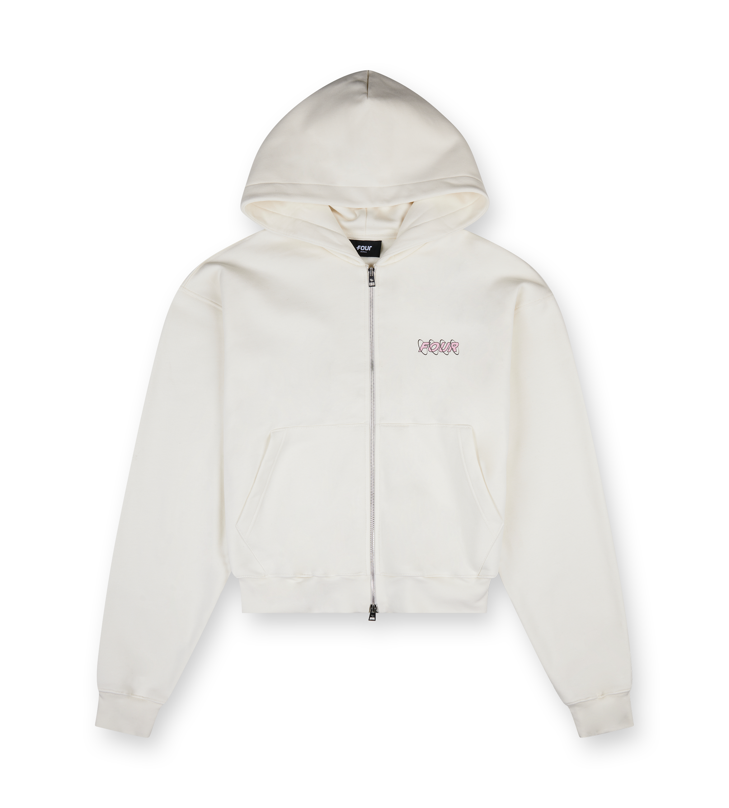 Circles Boxy Zip Up Hoodie Cannoli Cream/ Soft Pink