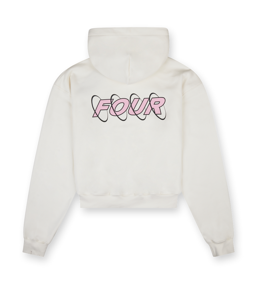 Circles Boxy Zip Up Hoodie Cannoli Cream/ Soft Pink