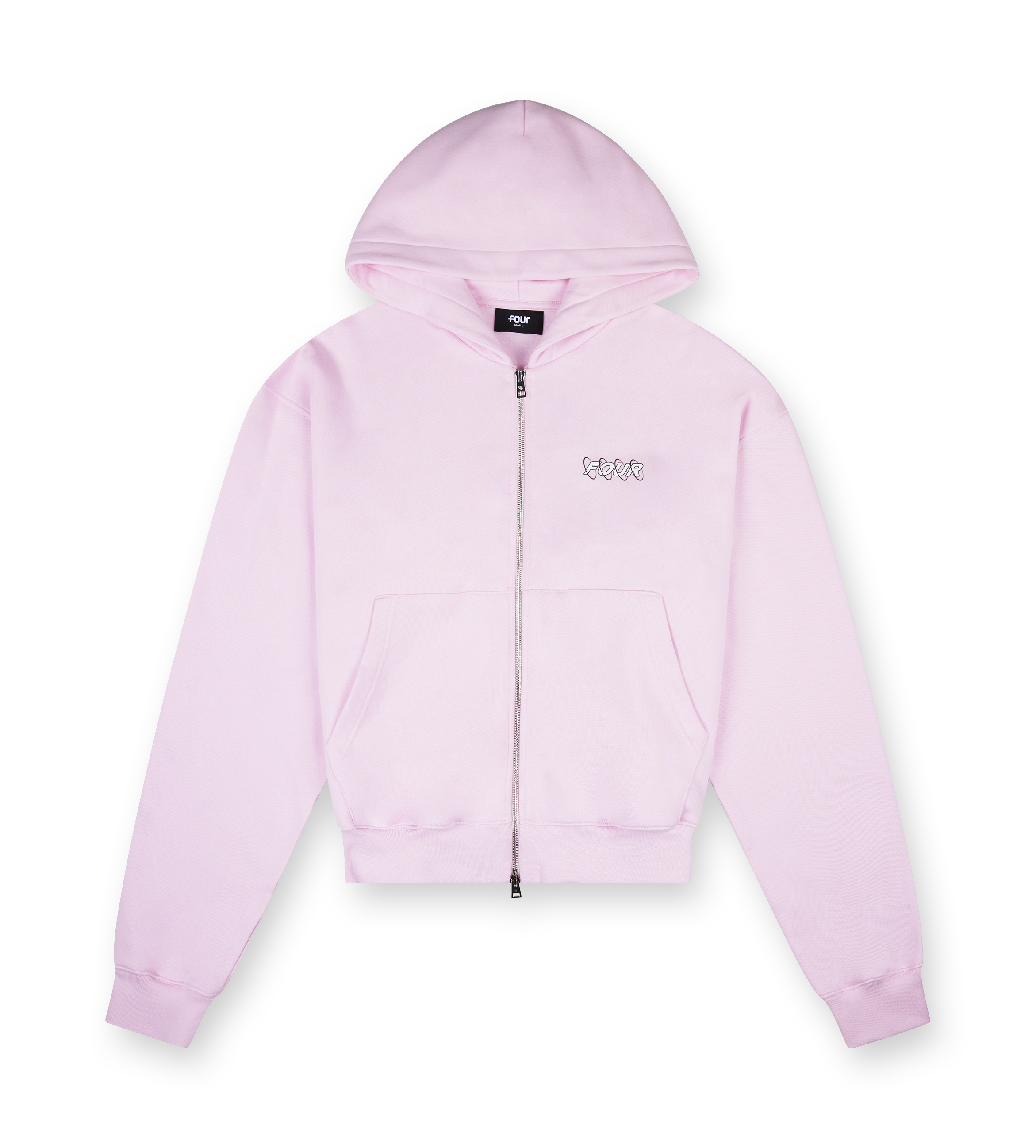 Circles Boxy Zip Up Hoodie Soft Pink/ White