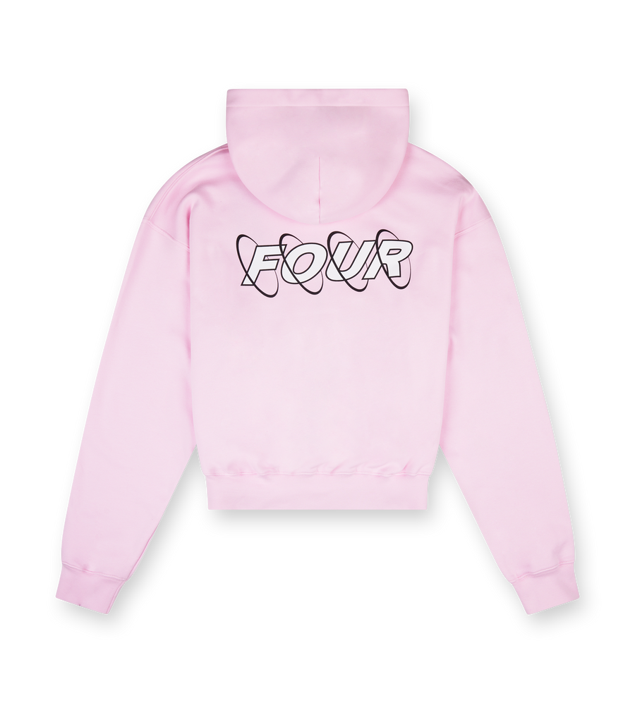 Circles Boxy Zip Up Hoodie Soft Pink/ White