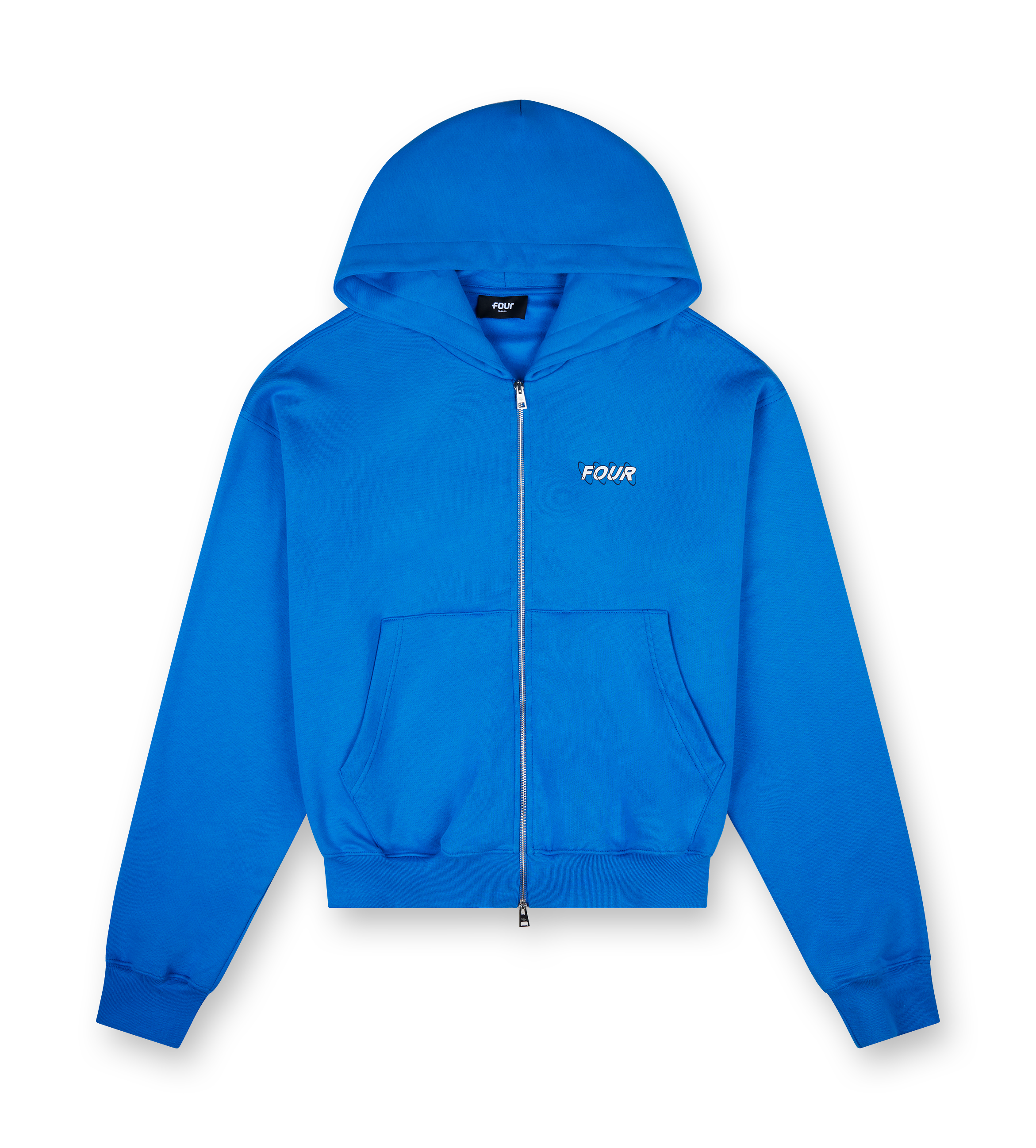 Circles Boxy Zip Up Hoodie Princess Blue/ White