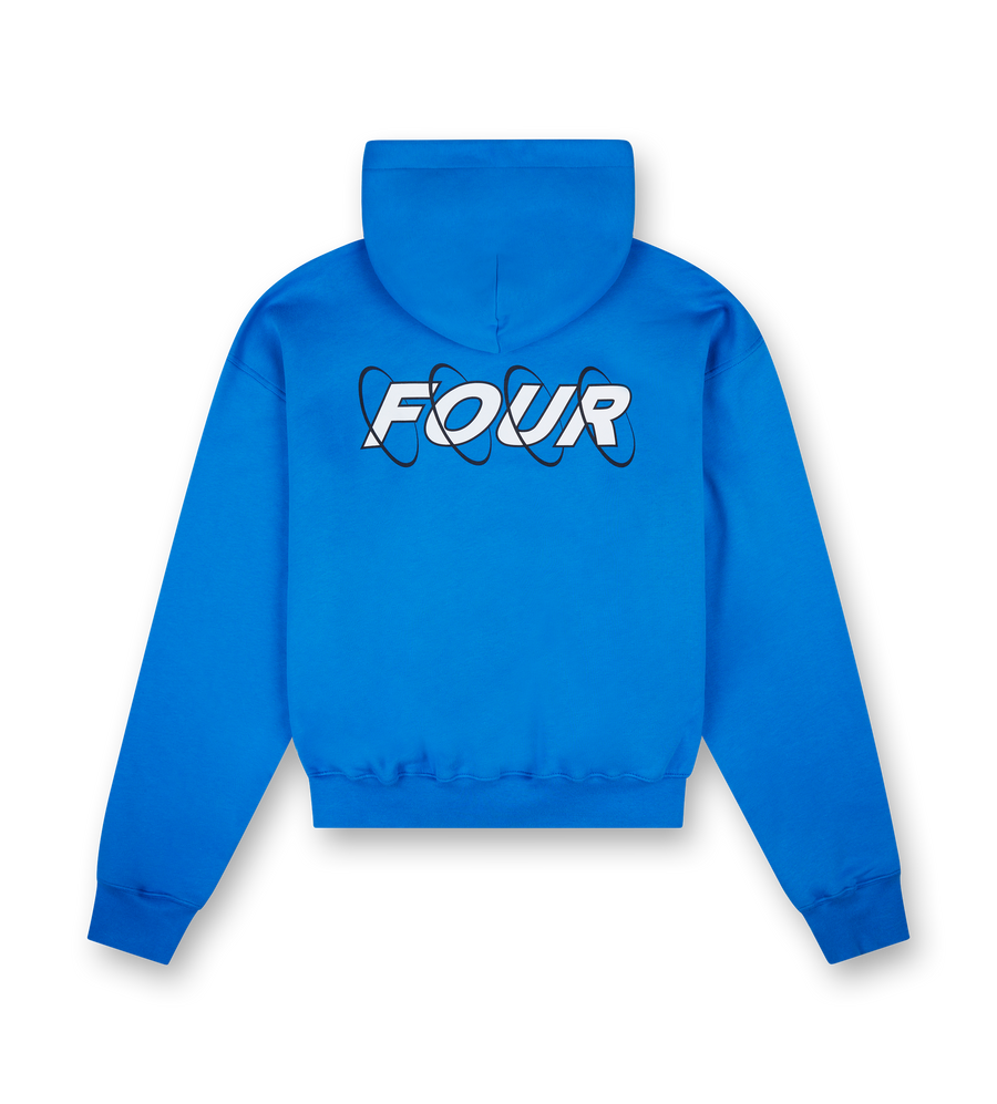 Circles Boxy Zip Up Hoodie Princess Blue/ White