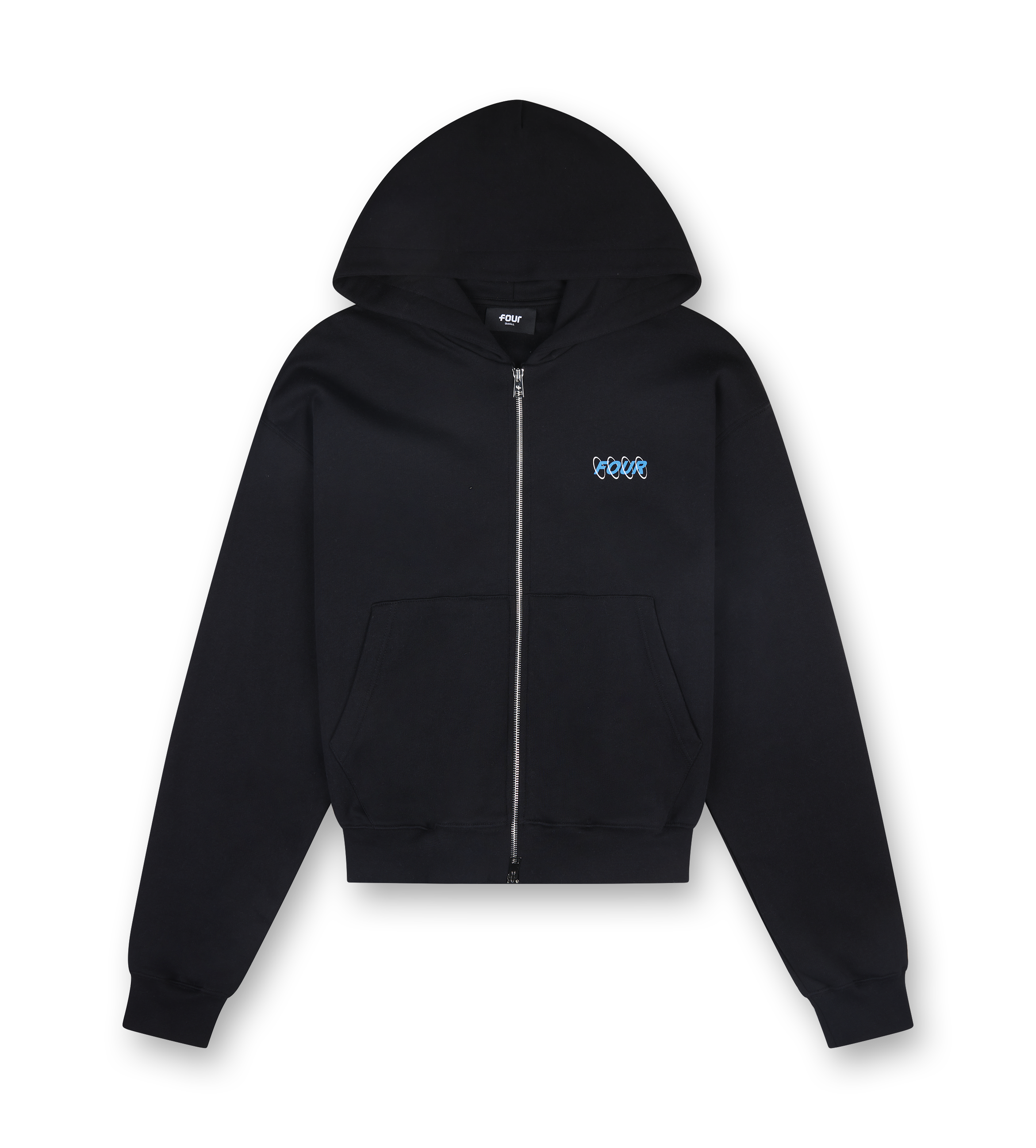 Circles Boxy Zip Up Hoodie Black/ Princess Blue