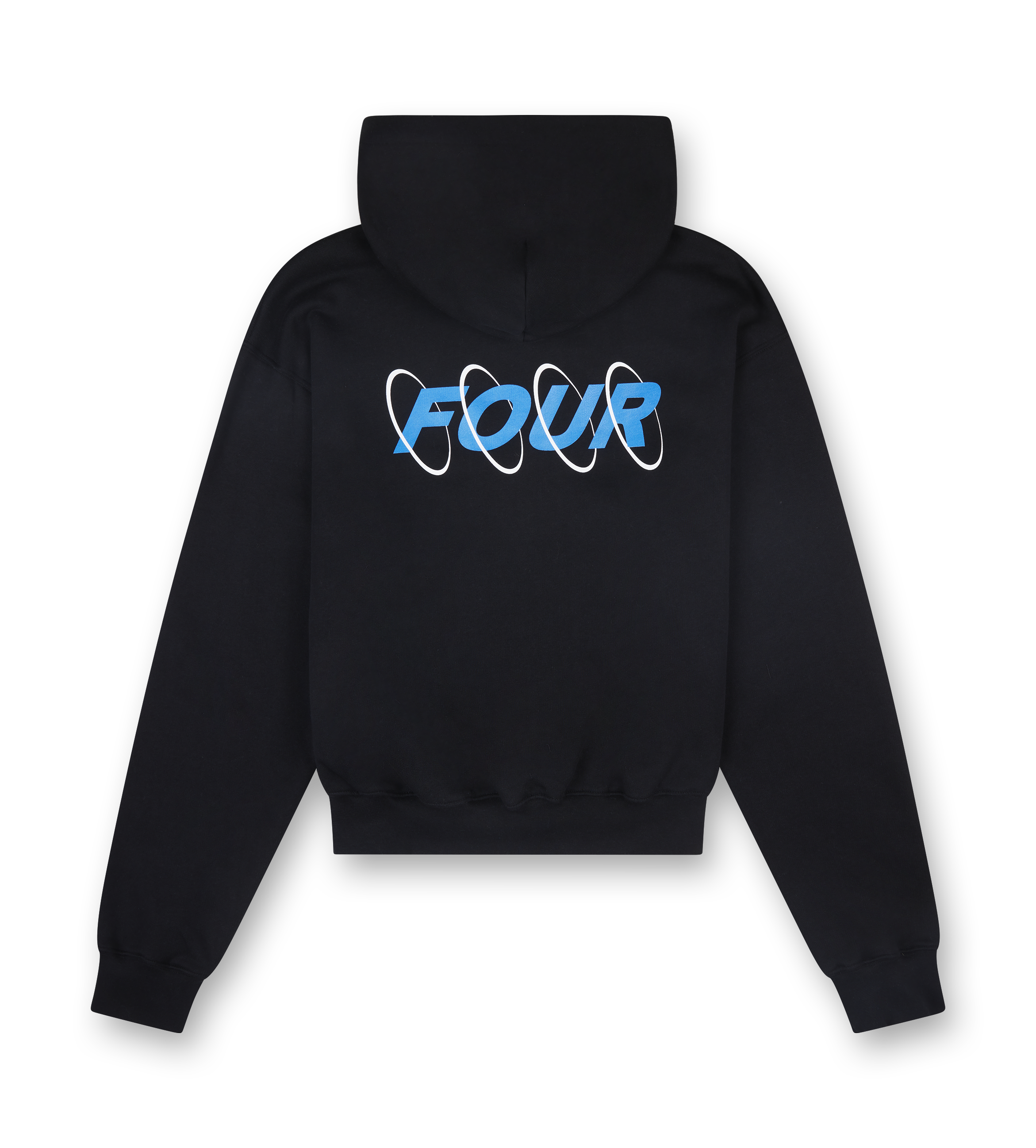 Circles Boxy Zip Up Hoodie Black/ Princess Blue