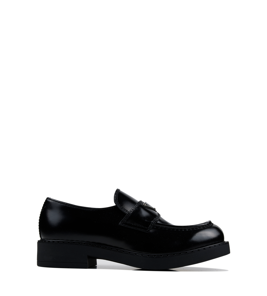 Logo Leather Loafers in Black
