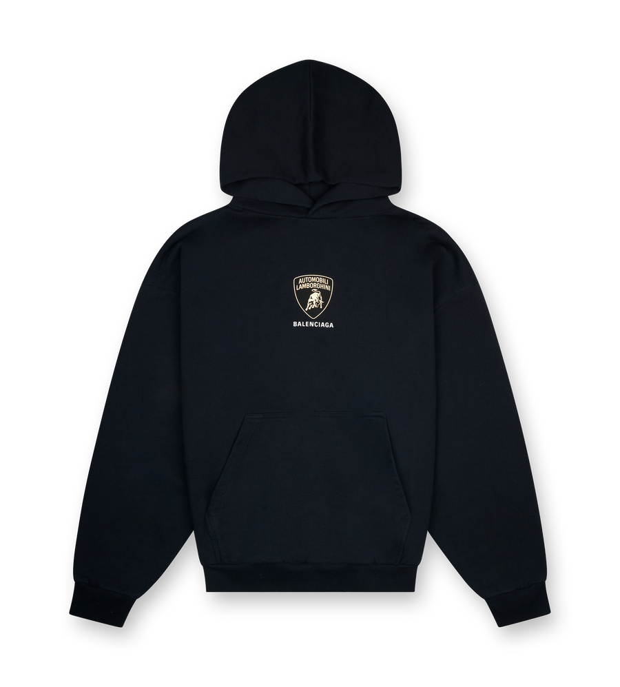 Balenciaga I Automobili Lamborghini Hoodie Medium Fit in faded black dry fleece