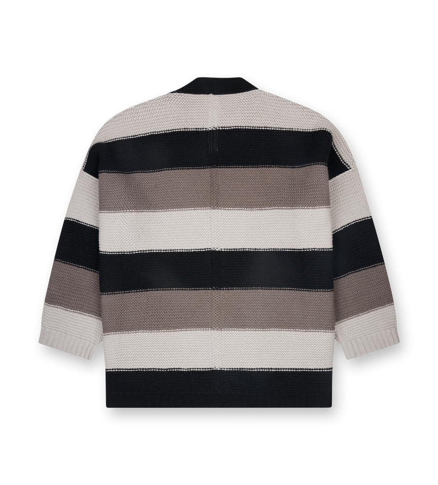 Rick Owens Pitti Heavy Wool Cardigan in Black / Pearl / Dust