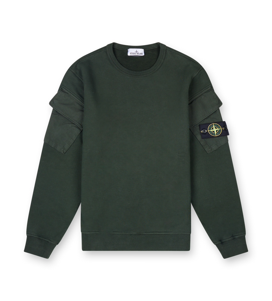 Stone Island Regular-fit crewneck sweatshirt with sleeve pockets in Juniper