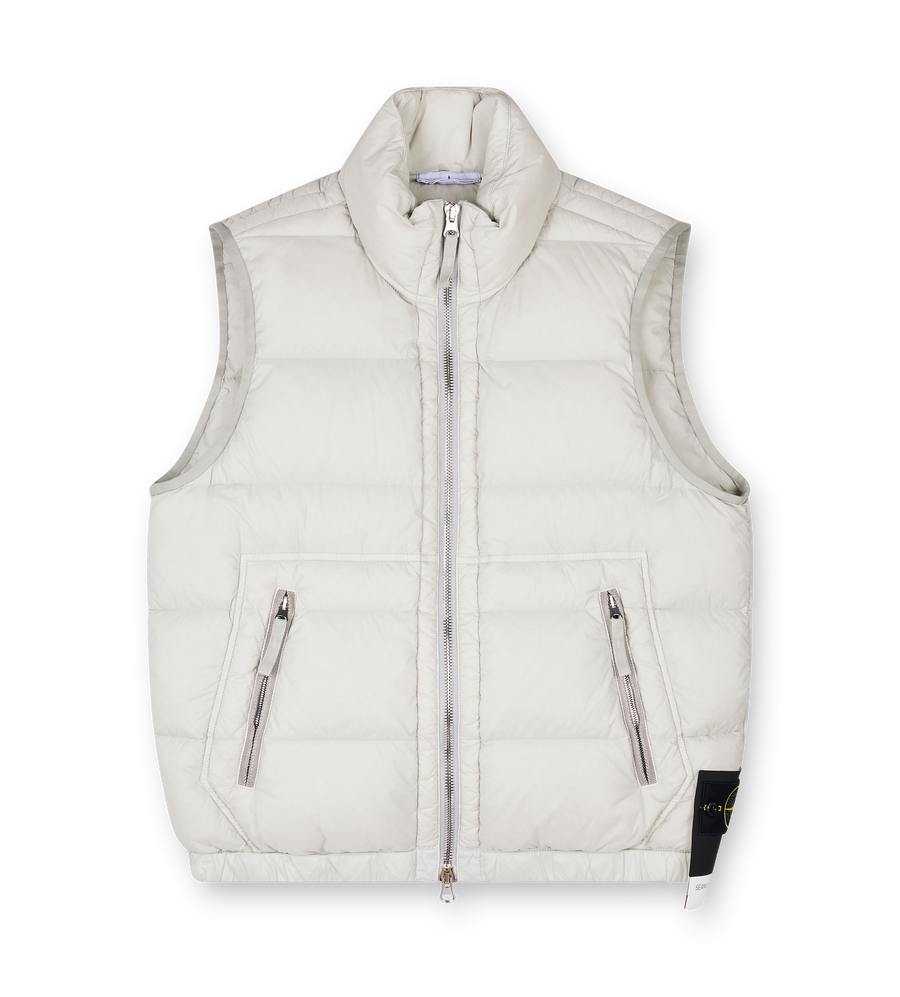 Stone Island Down vest with seamless feather tunnels and anti-drop in Pearl Grey