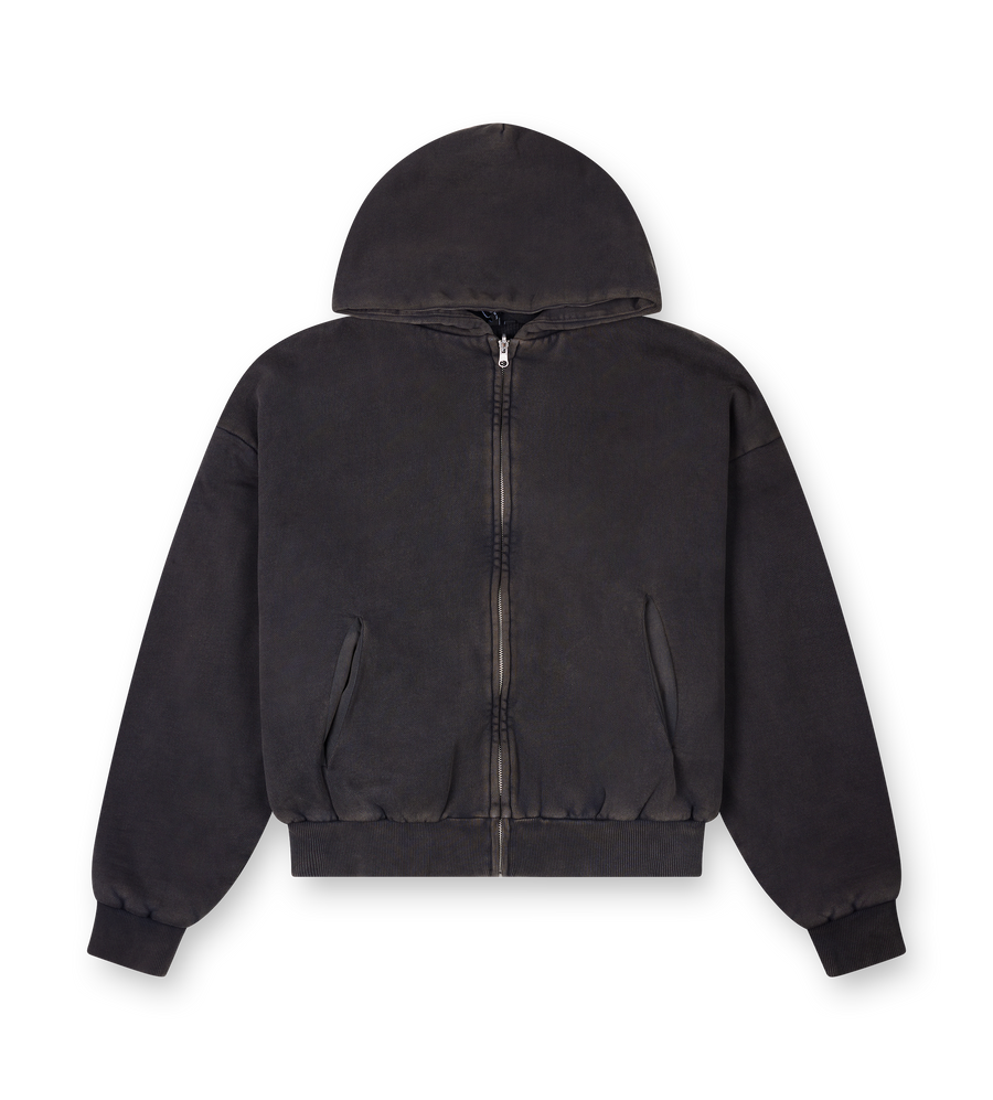 Entire Studios Zipped Hoodie in Washed Black