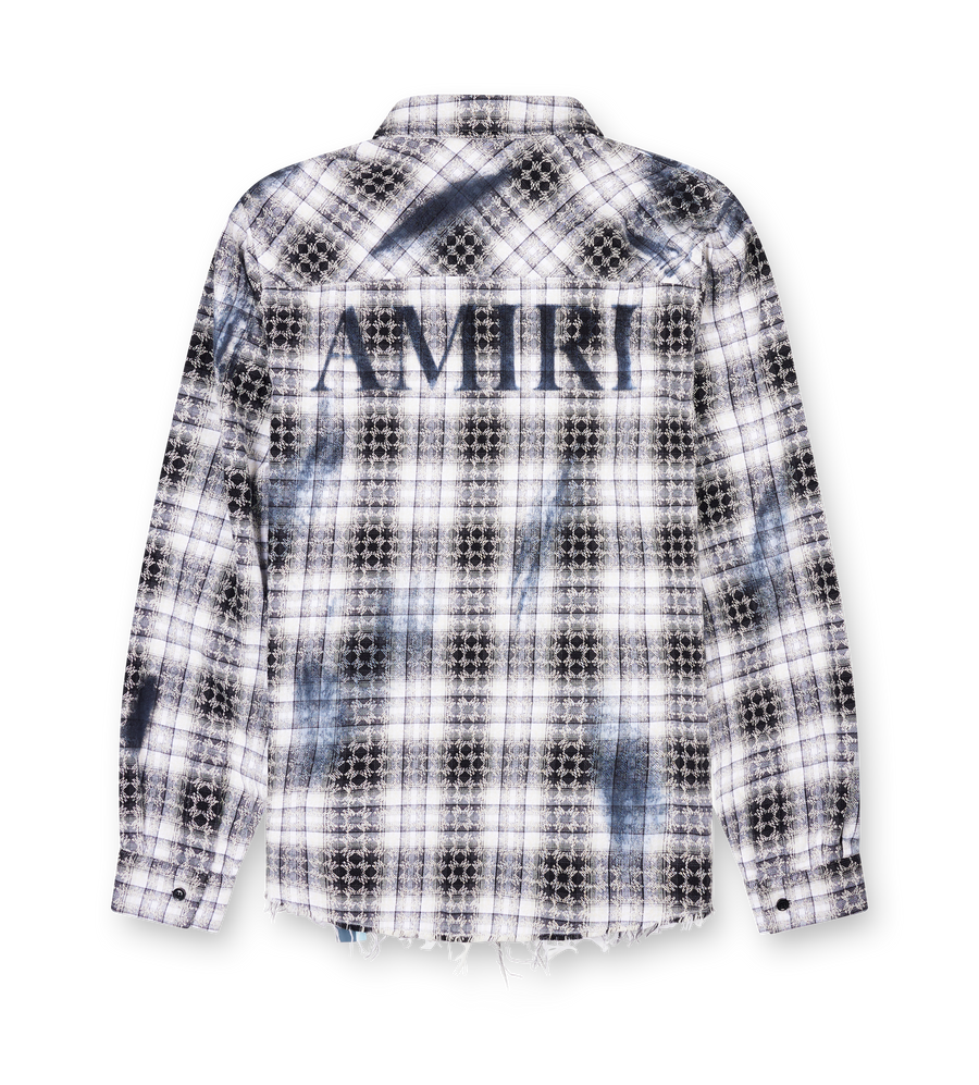 Amiri MA QUAD Bleach Flannel Shirt in Black