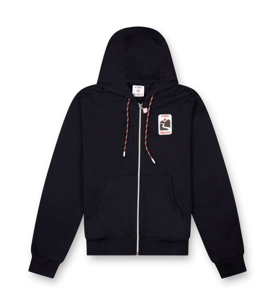 Casablanca Sunset valley Zip Hooded Sweatshirt in Black