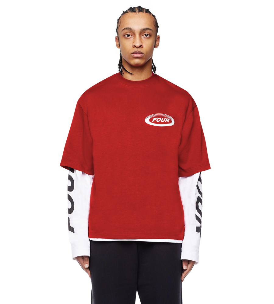 Reconstructed Circles Boxy T-shirt Savy Red
