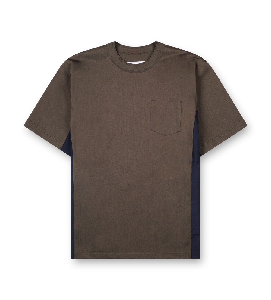 Sacai Suiting x Cotton Jersey T-Shirt in Khaki