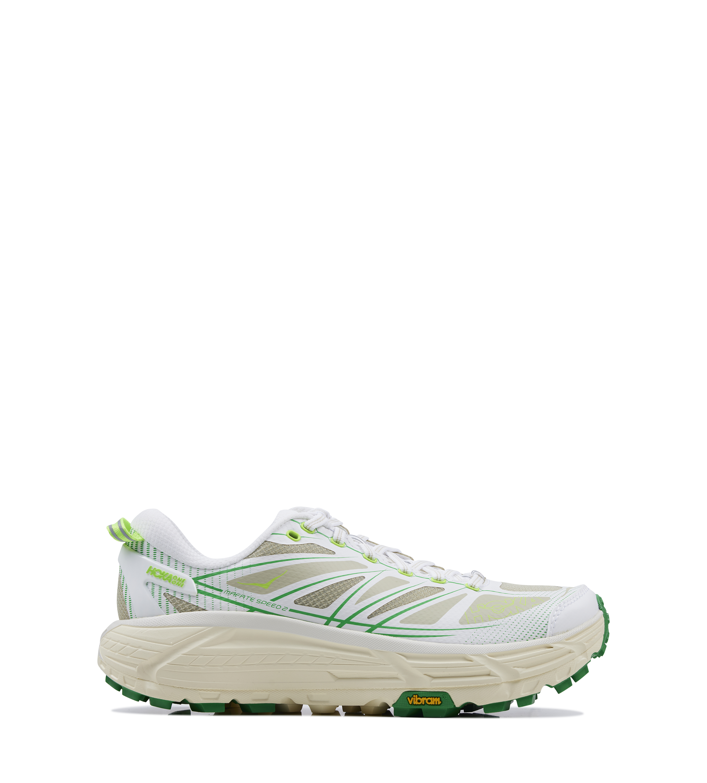 Hoka Mafate Speed 2 Sneakers in White / Fresh Cut Grass Hoka Mafate Speed 2 Sneakers in White / Fresh Cut Grass