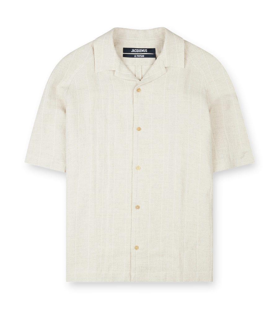 Jacquemus Fonccio Rib-Knit Shirt in Light Beige