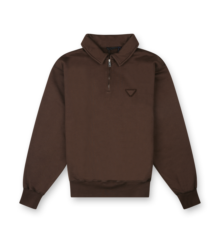Prada Cotton Fleece Polo Shirt in Cacao Brown