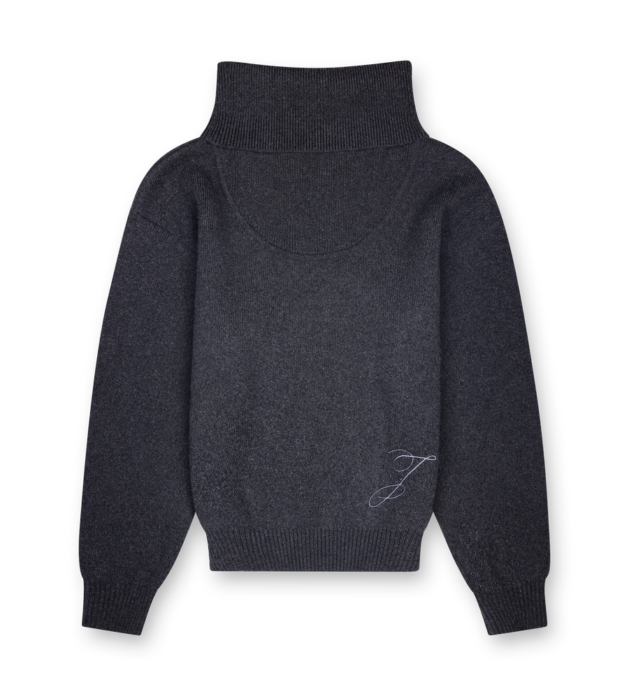 Jacquemus Logo-Embroidered Wool Sweater in Dark Grey