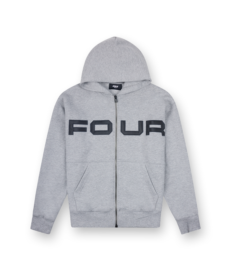 Bold Zip Up Hoodie Grey Melange