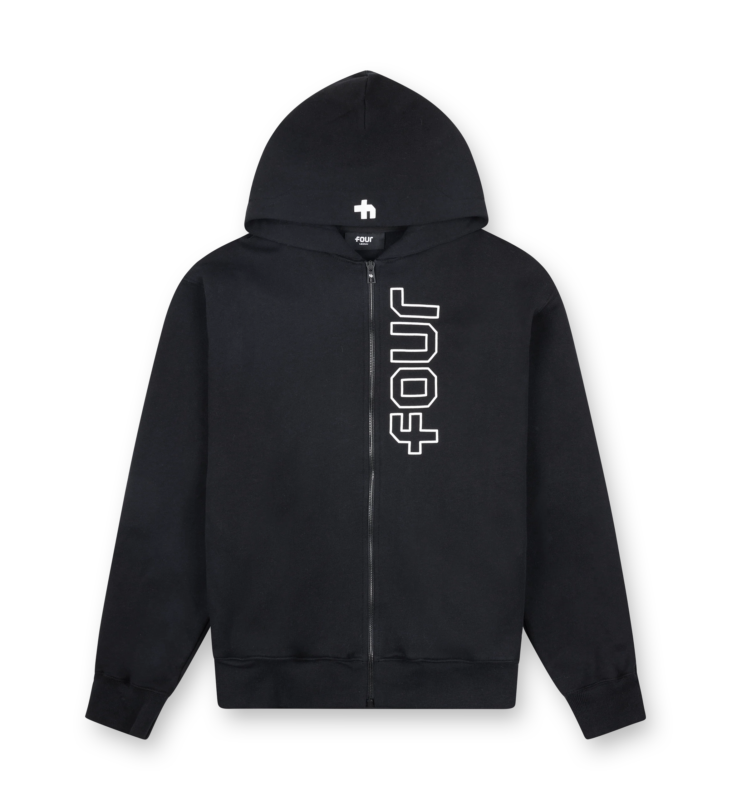 Outline Zip Up Hoodie Black
