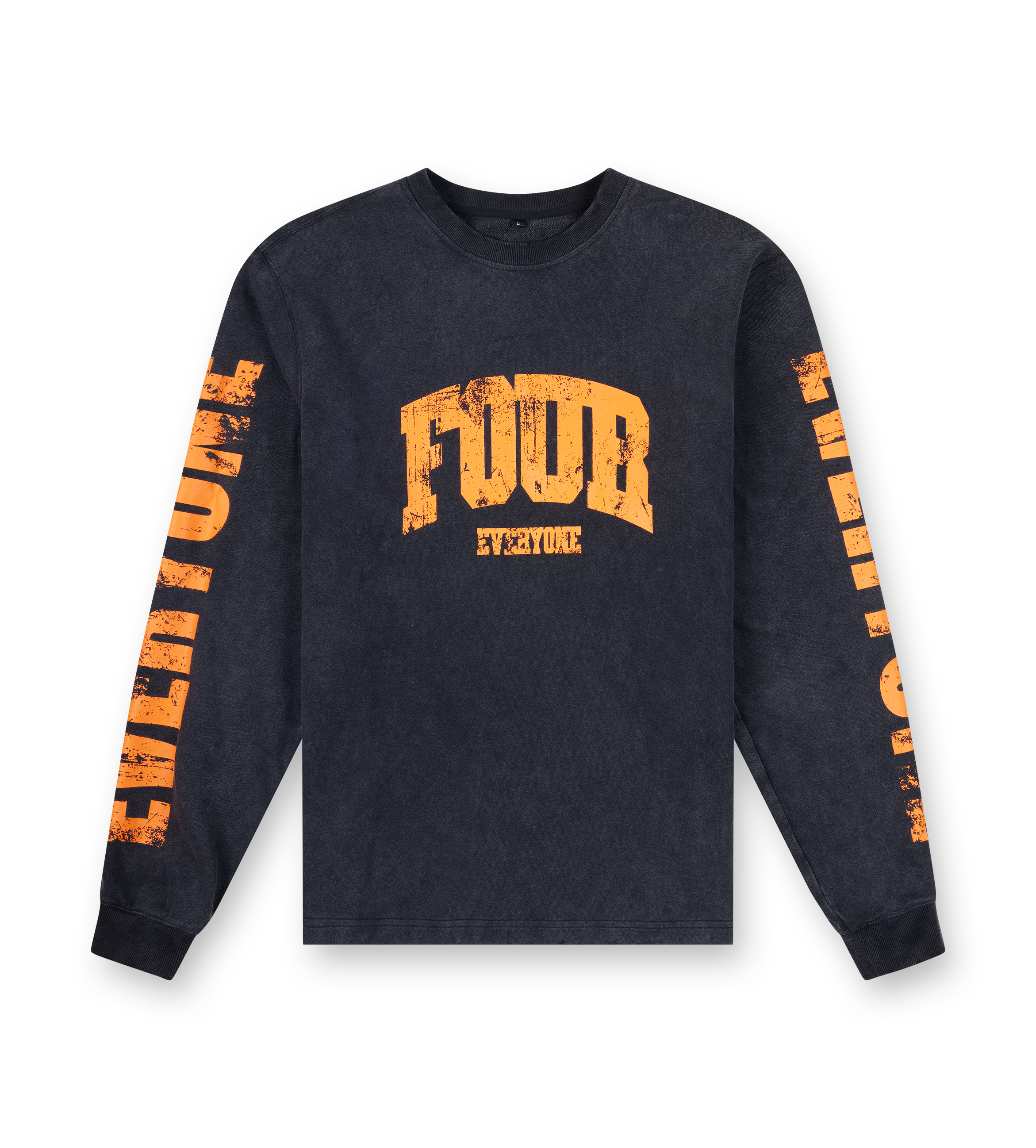 Four Everyone Longsleeve Washed Zwart/Oranje