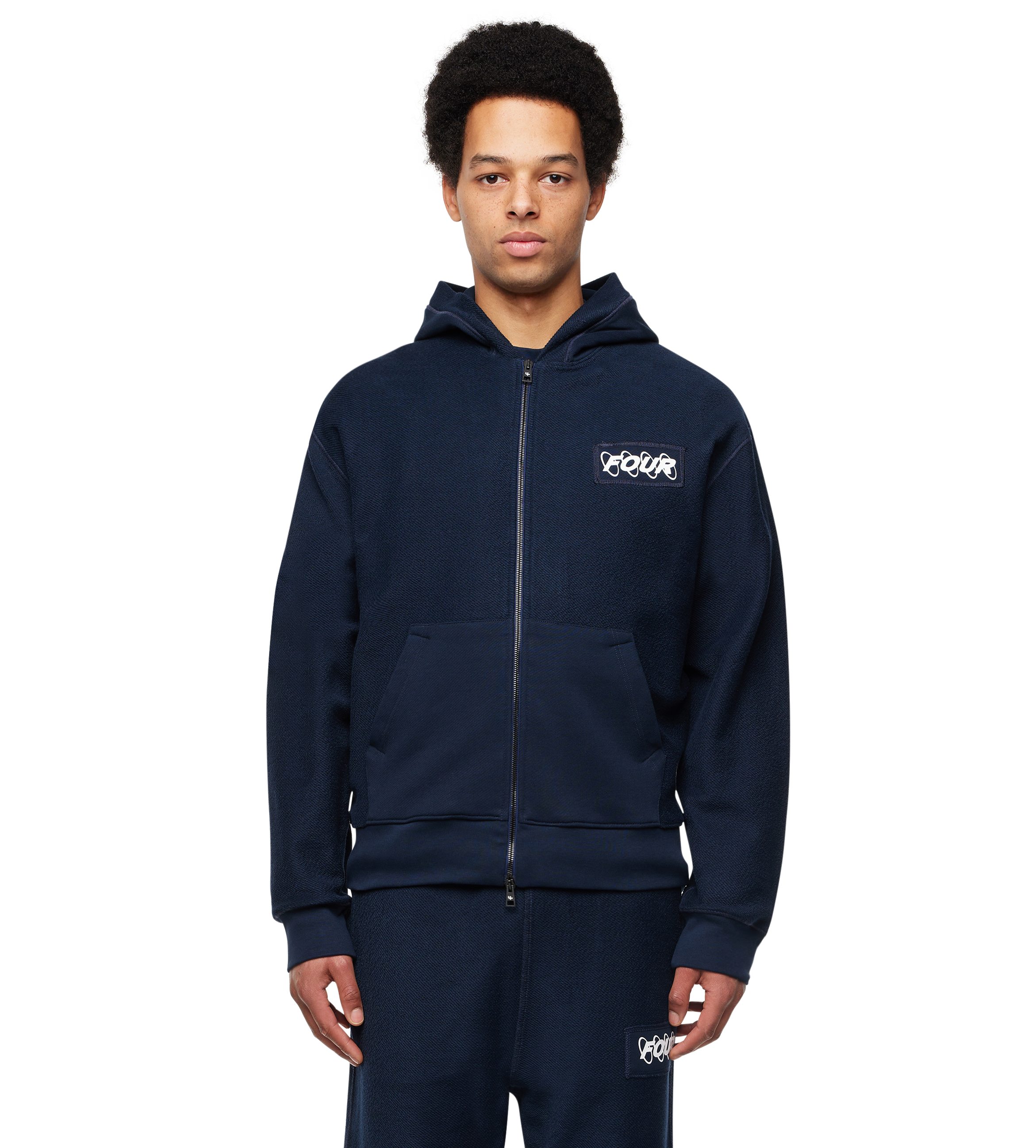 Circles Inside Out Zip Up Hoodie Marine Blue