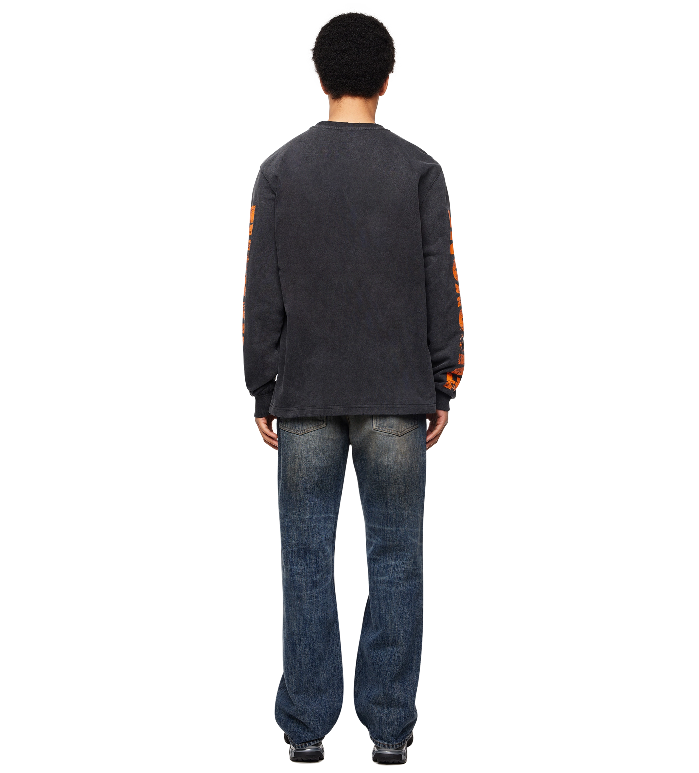Four Everyone Longsleeve Washed Zwart/Oranje
