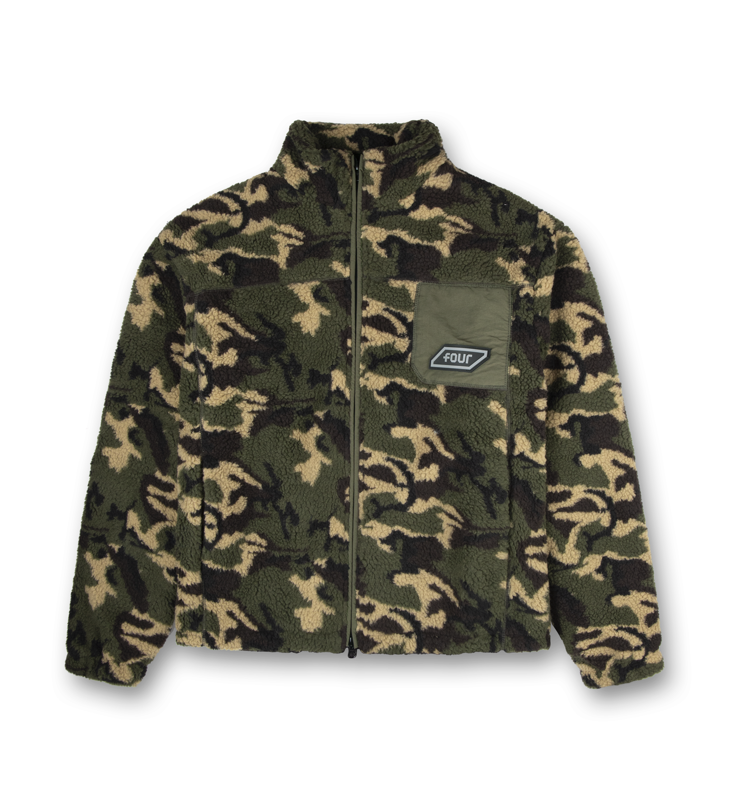 Square Logo Sherpa Zip Up Camo
