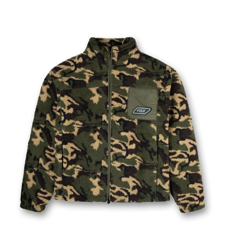 Square Logo Sherpa Zip Up Camo