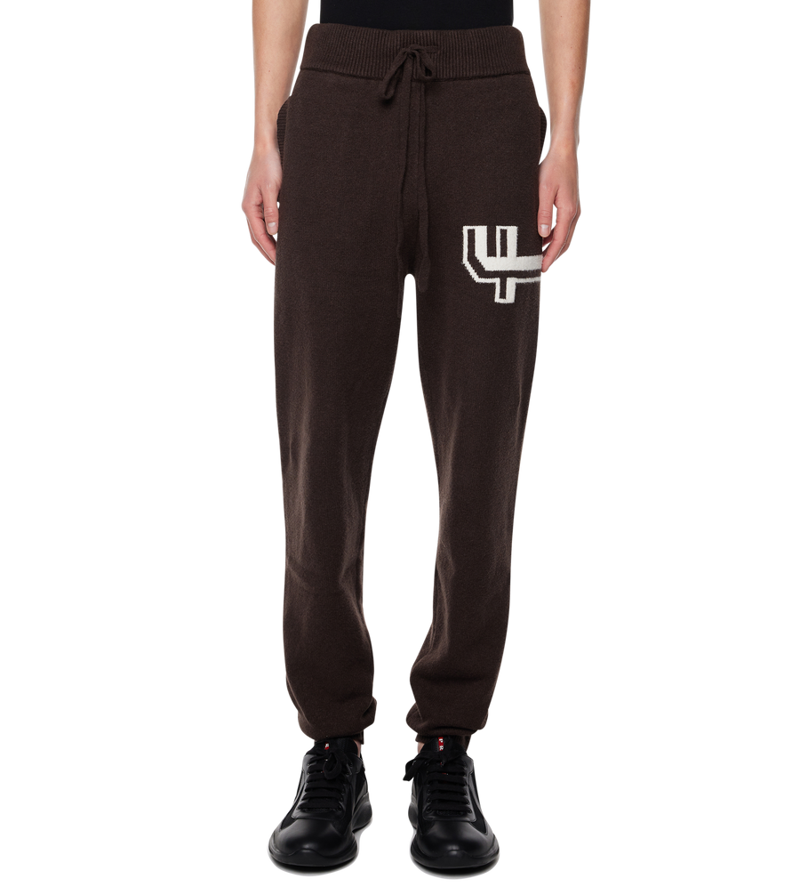 Knitted Pants Cuffed Brown