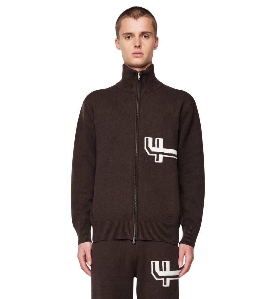 Knitted Zip Up Brown