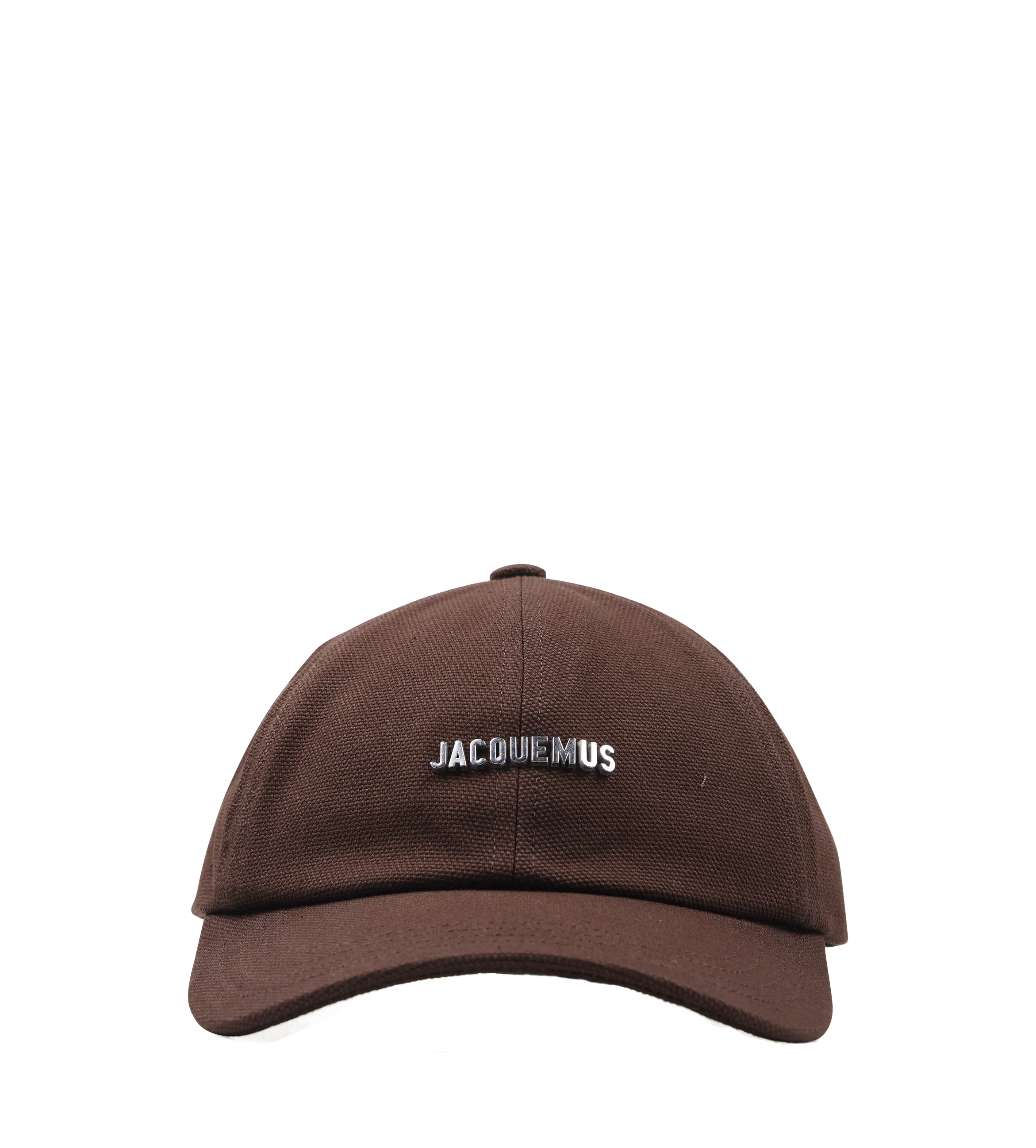 Brown cap with 'Jacquemus' logo on a white background