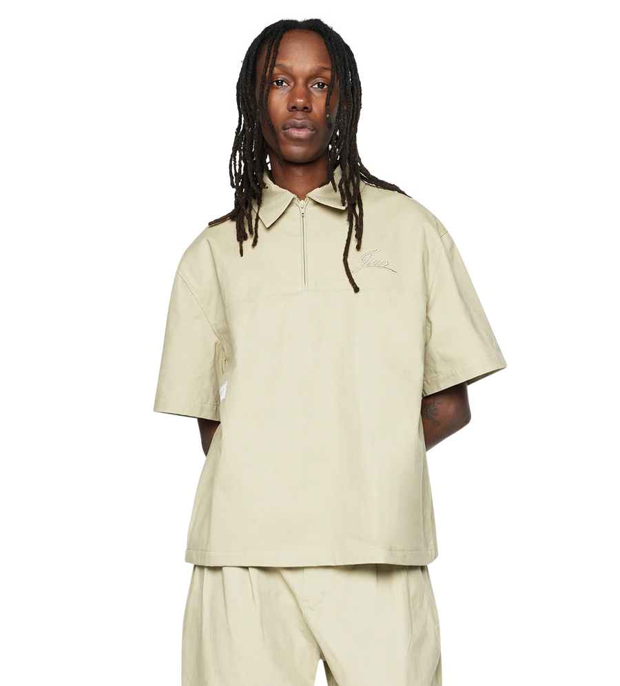 Script SS Zipped Polo Oatmeal