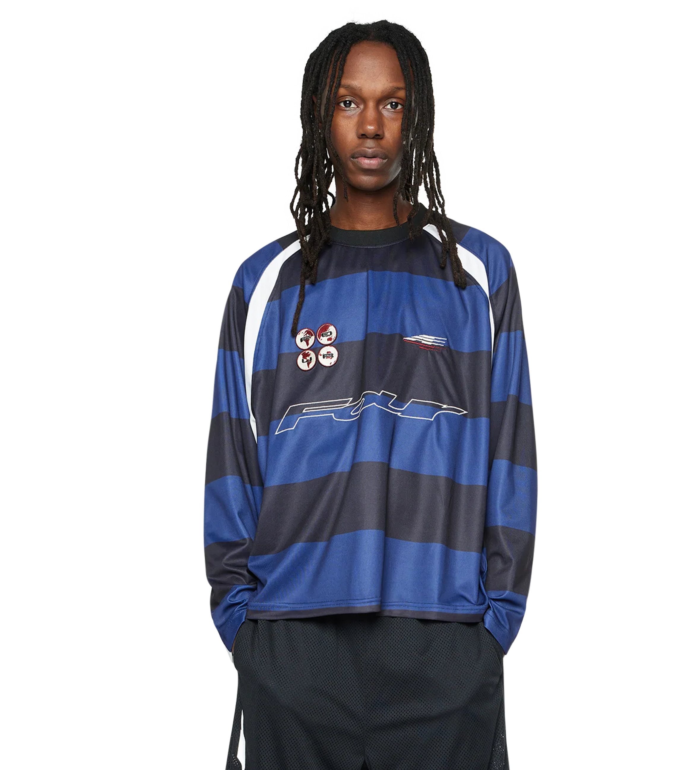 LS Football Shirt Zwart/ Blauw