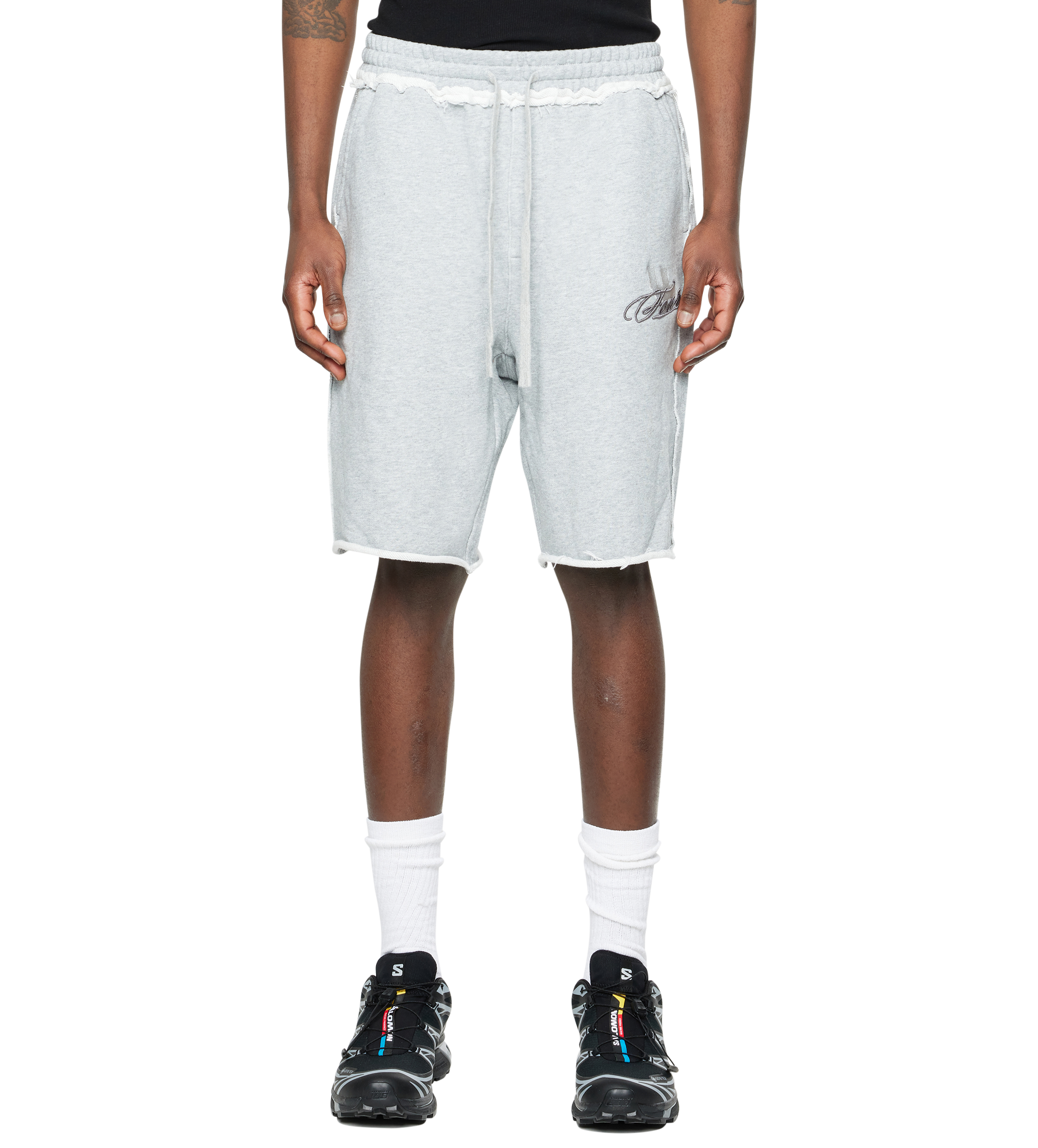 Raw Edge Shorts Grey Melange