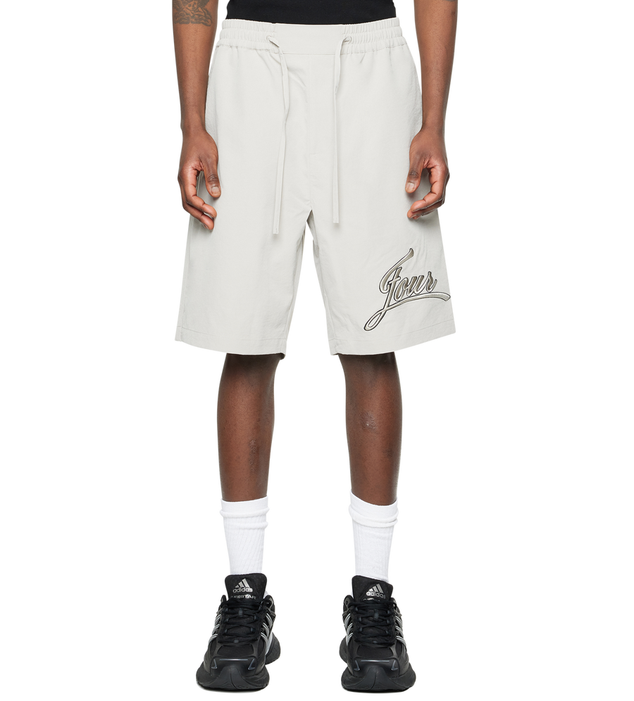 Script Track Shorts in Light Grey