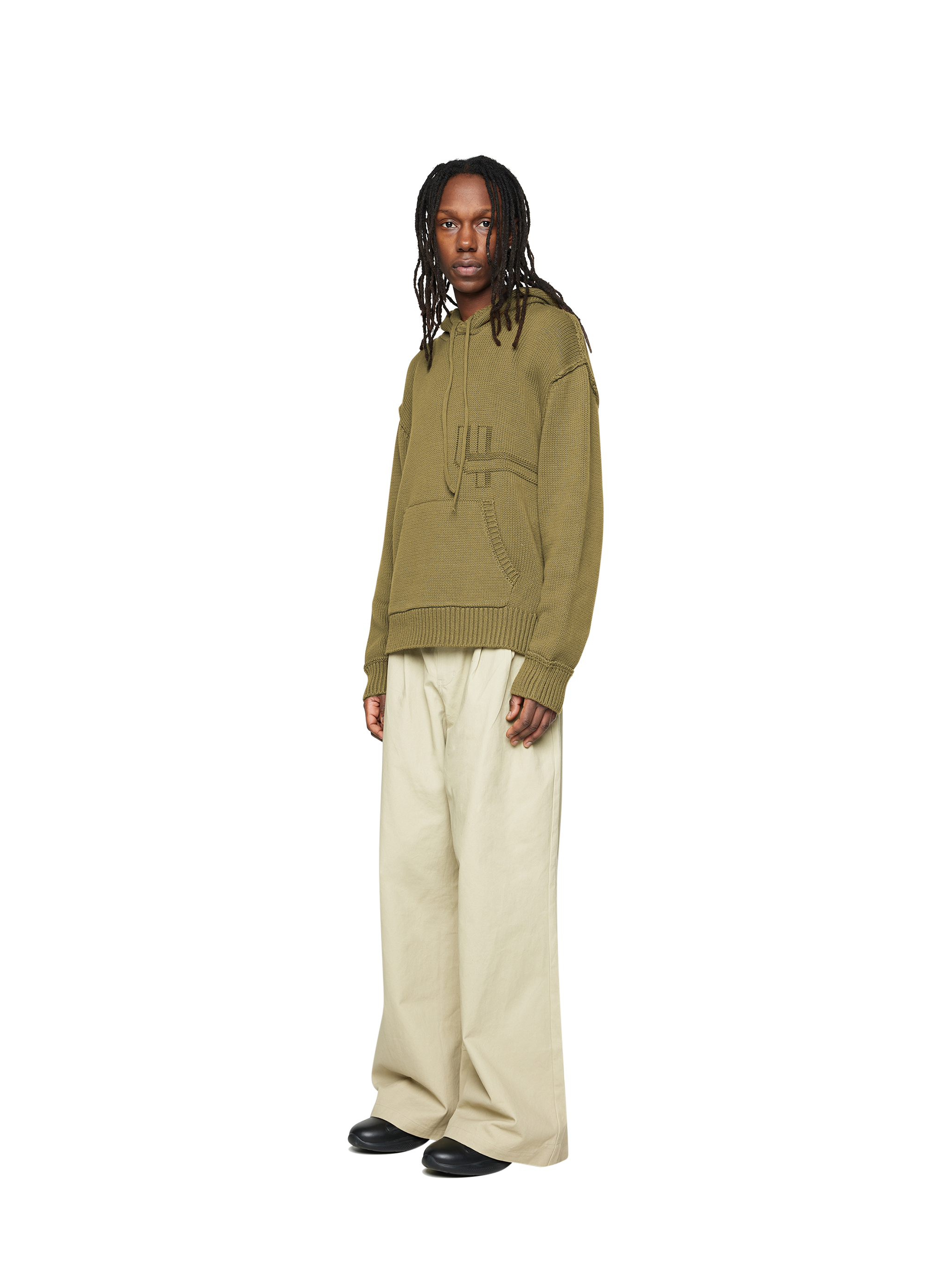 Knitted Hoodie Deep Olive