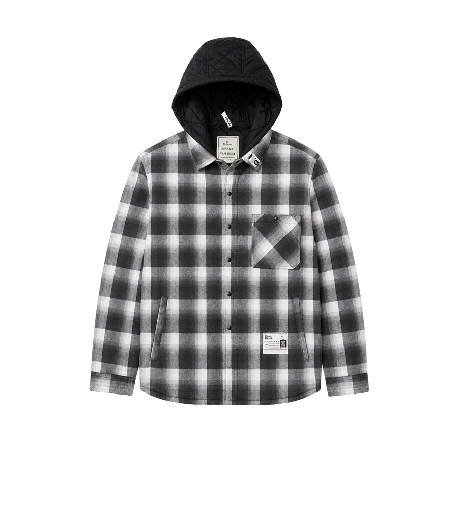 Hooded Check Shirt Jacket Black