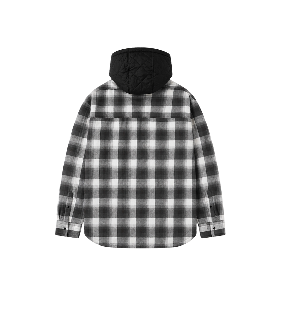 Hooded Check Shirt Jacket Black