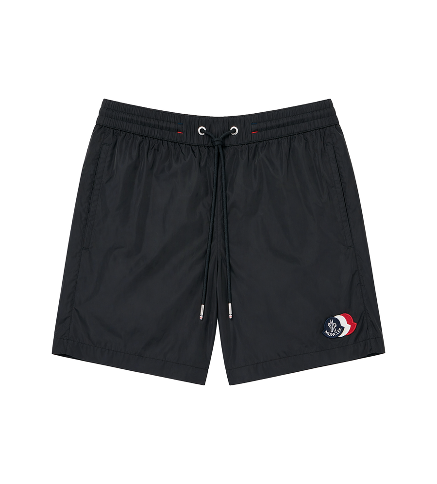 Moncler Tricolor Logo Swim Shorts in Black