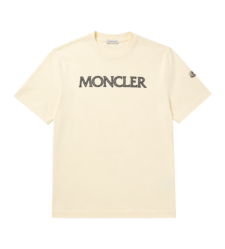 Moncler Logo Print T-Shirt in White Ivory