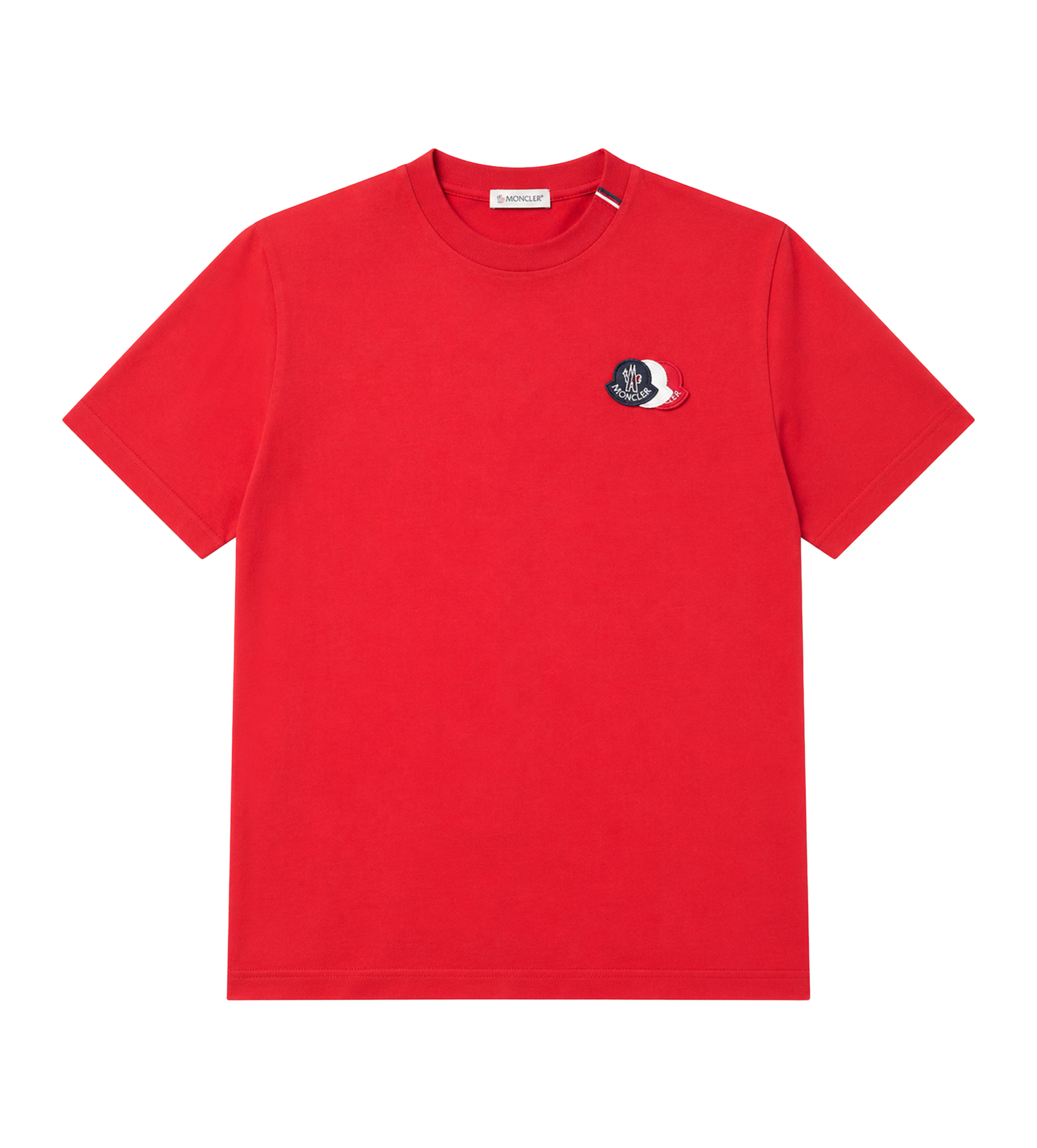Moncler Tricolor Logo Embroidery T-Shirt in Red – FOUR Amsterdam